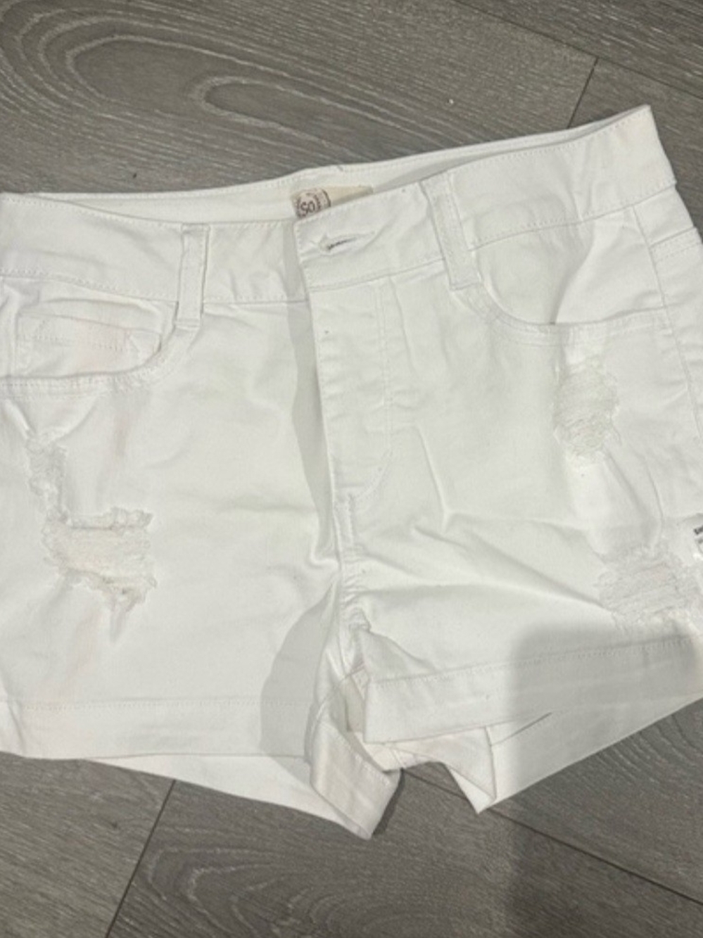 SO Heritage White Distressed Junior Sz 7 Jean Shorts